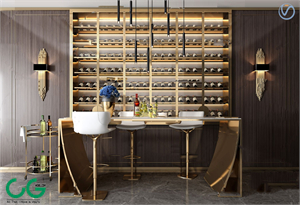 Modern light luxury metal bar wine cabinet 3d model